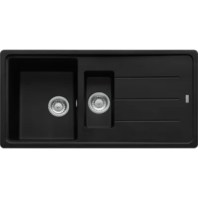 Franke: Lavello una vasca con vaschetta e gocciolatoio Boston BFG 651 114.0661.717 finitura fragranite black matt da 97x50 cm