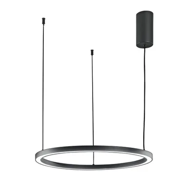 Lampadario a sospensione LED Nero circolare in Alluminio 30W, CCT, 150x60cm