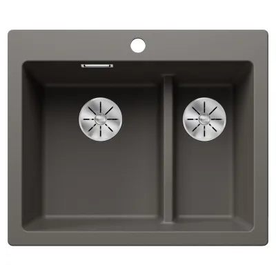 Blanco Lavello a una vasca con vaschetta PLEON 6 SPLIT Platinum 5527322 finitura grigio vulcano da 61x51 cm - Sopratop