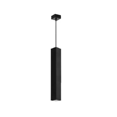 Lampadario a sospensione struttura quadrata in metallo nero, lampadina GU10, 6x200x60cm
