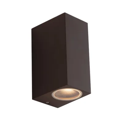 Applique da esterno bronzo in alluminio, 2 luci GU10, 6.7x15.1cm