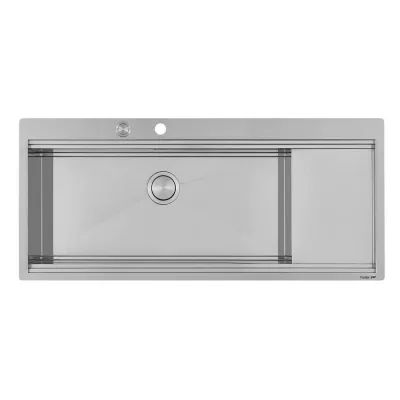 Foster Lavello una vasca con gocciolatoio a destra 1043 052 finitura acciaio inox da 117.5x52 cm - IN PROMOZIONE FINO AL 30/06