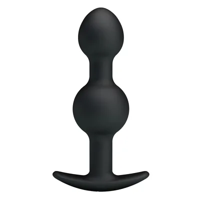 Pretty Love Weighted Double Plug Anale 10,4 cm Silicone Sfere Pesate Nero
