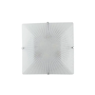 Plafoniera quadrata in vetro cromo, effetto diamantato, 3 luci E27, 40x40cm