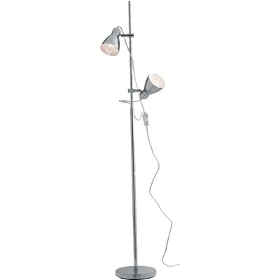 Piantana in metallo cromo con diffusori orientabili, 2 luci E27, 36x153cm