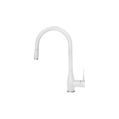 Elleci Miscelatore monocomando con canna girevole e doccetta estraibile NEVA MGKNEV68 finitura G68 bianco