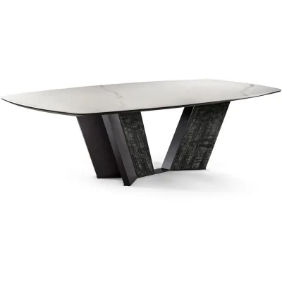 Cantori Tavolo fisso Prisma con struttura in metallo e legno e piano a scelta da 300x120 cm