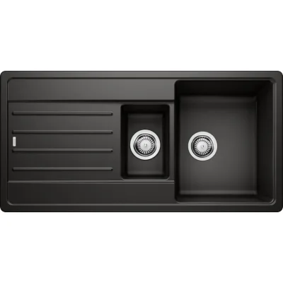 Blanco | Lavello una vasca con vaschetta e gocciolatoio LEGRA 6 S 1526086 finitura nero da 100x50 cm - Sopratop