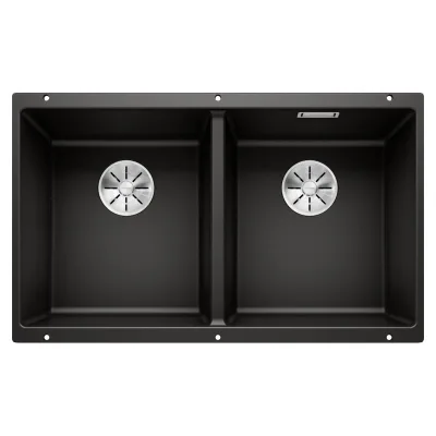 PRONTA CONSEGNA - Blanco | Lavello due vasche SUBLINE 350/350-U 1525987 finitura nero da 75.5x46 cm - Sottotop