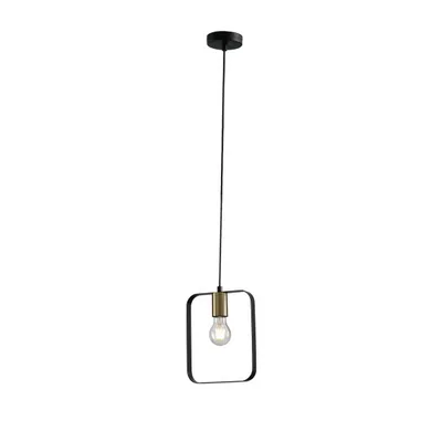 Lampadario a sospensione contemporaneo oro e nero in metallo, lampadina E27, 19.5x160cm