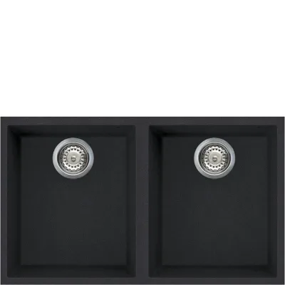 Smeg S Lavello due vasche VZUM3434N finitura nero da 76x43.5 cm - Sottotop