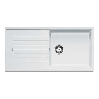 Blanco | Lavello una vasca con gocciolatoio ZIA XL 6 S 1517571 finitura bianco da 100x50 cm - Sopratop