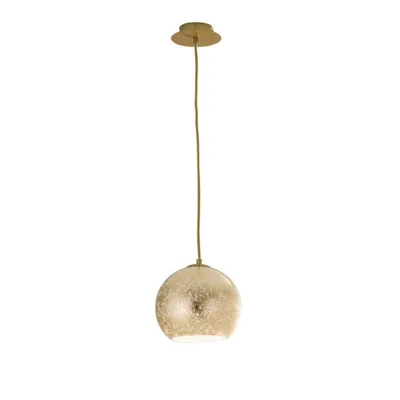Lampadario a sospensione oro in vetro con decoro foglia, 1 diffusore, 120x20cm