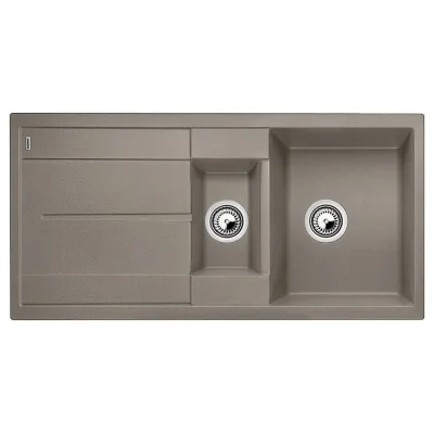 Blanco Lavello una vasca con vaschetta e gocciolatoio METRA 6 S 1517355 finitura tartufo da 100x50 cm - Sopratop