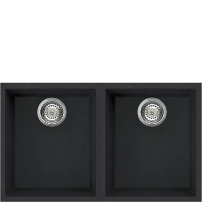 Smeg S Lavello due vasche VZUM3434N finitura nero da 76x43.5 cm - Sottotop - IN PROMOZIONE FINO AL 6/07