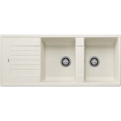 Blanco | Lavello due vasche con gocciolatoio ZIA 8 S 1527209 finitura soft white da 116x50 cm - Sopratop