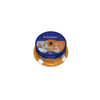 Confezione 25pz Verbatim DVD-R Printables 16x 4.7GB 43538