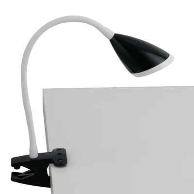 Lampada da tavolo in metallo nero con pinza e diffusore orientabile, 1 LED 3.7W, 9.5x33cm