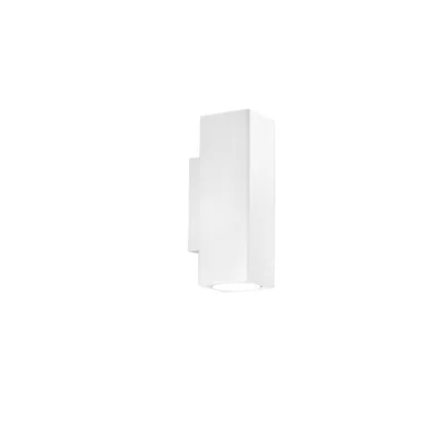 Applique quadrata in metallo bianco, luce biemissione, 2 lampadine GU10, 7x18cm