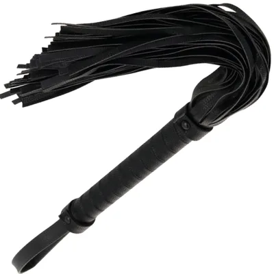 Darkness Black Flogger Frusta Bondage Nera Manico Pelle BDSM Fetish D-221214