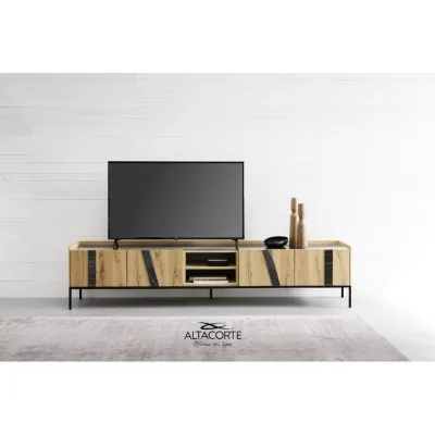 Altacorte Porta TV Elly con basamento a scelta da L.240 cm e H.38,2 cm - 4 ante e 2 vani