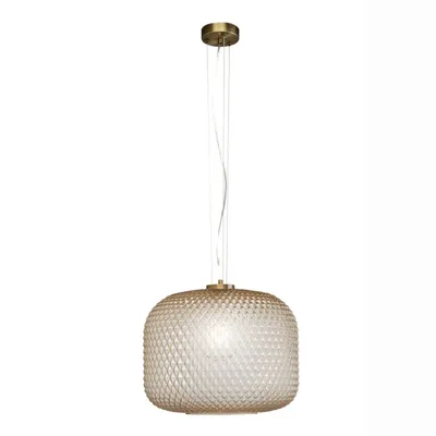 Lampadario elegante in vetro cristallo ambra, lampadina E27, 40x150cm
