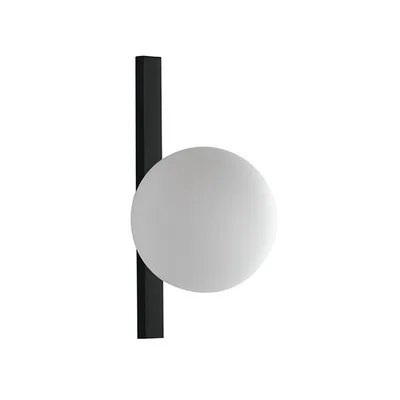 Applique moderno in metallo nero e vetro bianco, 1 diffusore, LED E14, 14x28cm