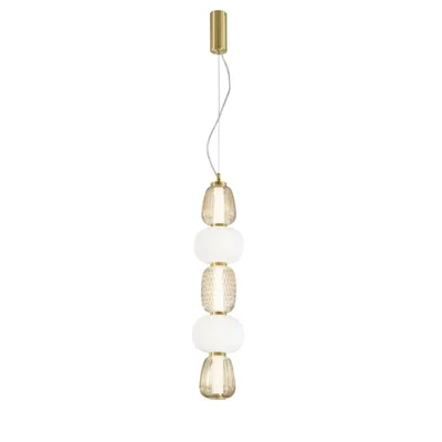 Sospensione LED oro elegante in metallo, 5 diffusori, 40W, Luce calda, 17x241cm