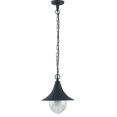 Sospensione per esterni nera in alluminio e acrilico, 1 luce E27, 26x98cm