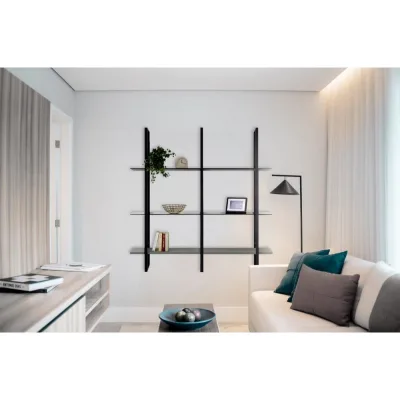 X.ABITAre Libreria a parete Look art. DL2022 con struttura in alluminio da 180 cm - Composizione 4