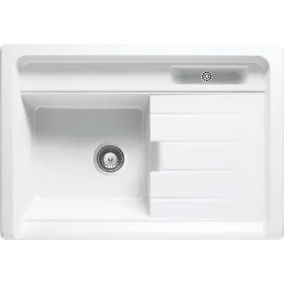 Schock Lavello una vasca con gocciolatoio da appoggio LARGO M100 LARM100099 finitura bianco puro da 88.56x62.8 cm