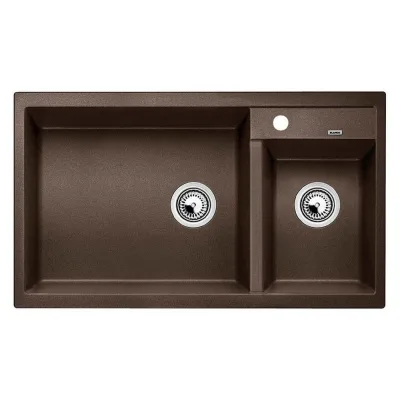 Blanco Lavello due vasche con gocciolatoio METRA 9 1515050 finitura caffè da 86x50 cm - Sopratop