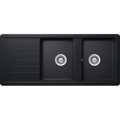 Schock Lavello due vasche con gocciolatoio TOLEDO D200 TOLD200A84 finitura nero puro da 116x50 cm