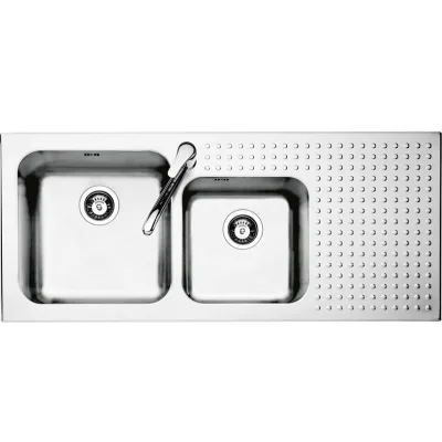 Barazza Lavello due vasche con gocciolatoio dx 1IS12060/2D finitura inox satinato da 116x50 cm - IN PROMOZIONE FINO AL 6/07
