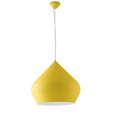 Lampadario a sospensione moderno in metallo con diffusore giallo, 1 luce E27, 52x201cm