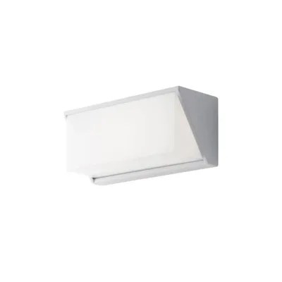 Applique da esterno bianca angolare in policarbonato, LED 12W, CCT, 25x11cm