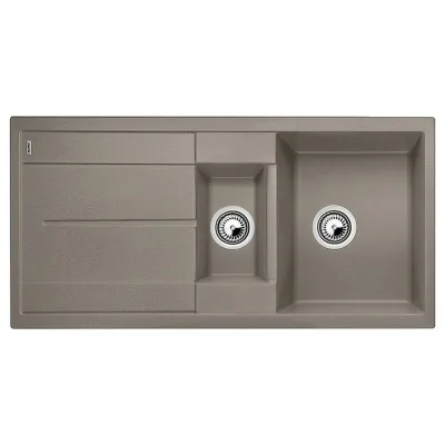 PRONTA CONSEGNA - Blanco Lavello una vasca con vaschetta e gocciolatoio METRA 6 S 1517355 finitura tartufo da 100x50 cm - Sopratop