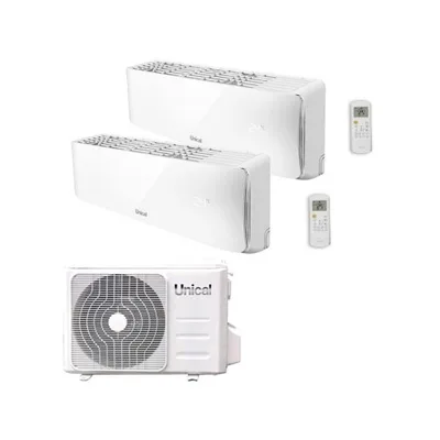 Climatizzatore Condizionatore Unical Dual Split Inverter serie AIR CRISTAL 18+18 con KMX4 36HE R-32 Wi-Fi Optional 18000+18000