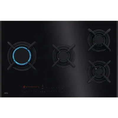 PRONTA CONSEGNA - AEG Piano cottura a gas HVB 8453 IB in vetroceramica nero da 80 cm