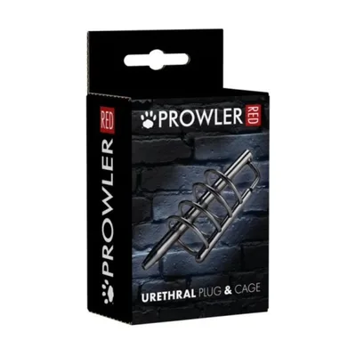 Plug uretrale e cage per pene acciaio Prawwler Red Inseribile 9 cm BDSM