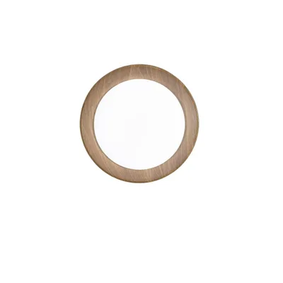 Plafoniera circolare in metallo e acrilico nero, interno legno, 1 LED 35W, CCT, 50x50cm