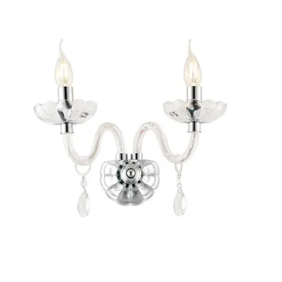 Applique luxury cromo in cristallo, 2 luci E14, 40x35cm