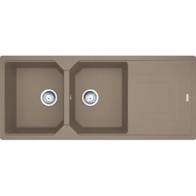 PRONTA CONSEGNA - Franke: Lavello due vasche con gocciolatoio Urban Incasso UBG 621 114.0686.787 finitura fragranite oyster da 116x50 cm