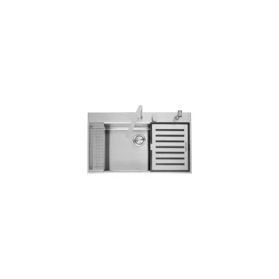 Barazza Lavello una vasca B_ KIT 1LBF9K finitura inox satinato da 86x51 cm Con kit accessori e miscelatore