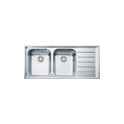 Franke: Lavello due vasche con gocciolatoio a destra Neptune NEX 621 101.0040.734 finitura inox satinato da 116x51 cm