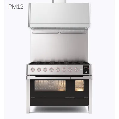 Ilve Cucina PM12 Panoramagic PM12FDS3 doppio forno e piano cottura 8 fuochi con fry top finitura inox da 121.6 cm - IN PROMOZIONE FINO AL 6/07
