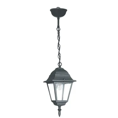 Lampadario per esterni nera in alluminio, 1 luce E27,  14.6x97cm
