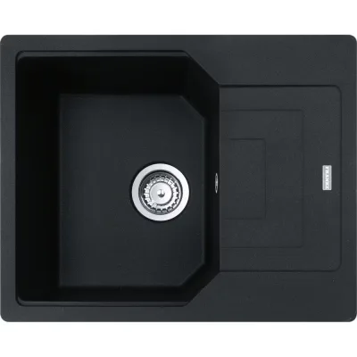 Franke: Lavello una vasca con gocciolatoio Urban Incasso UBG 611-62 114.0686.742 finitura fragranite nero da 62x50 cm