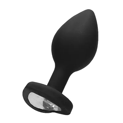 Plug anale large Ouch! silicone nero base cuore gioiello sex toy 8 cm Diamond Heart Large