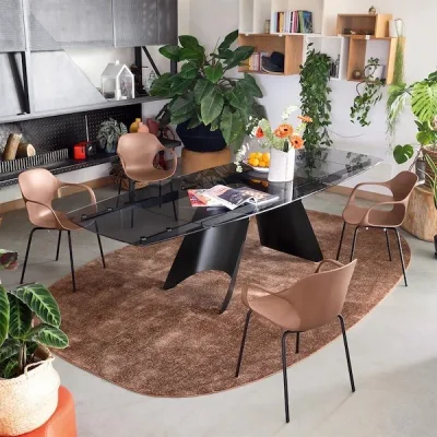 Connubia Tavolo allungabile Orion CB4865-SG 165 con struttura in metallo e piano in vetro da 165(240)x100 cm - IN PROMOZIONE FINO ALL' 11/07